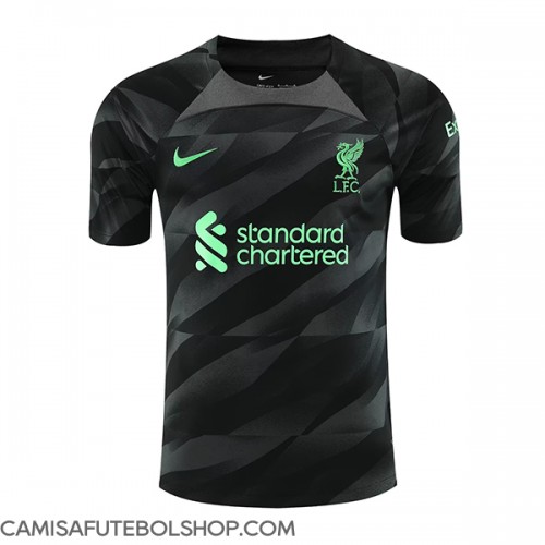 Camisa de time de futebol Liverpool Goleiro Replicas 2º Equipamento 2023-24 Manga Curta